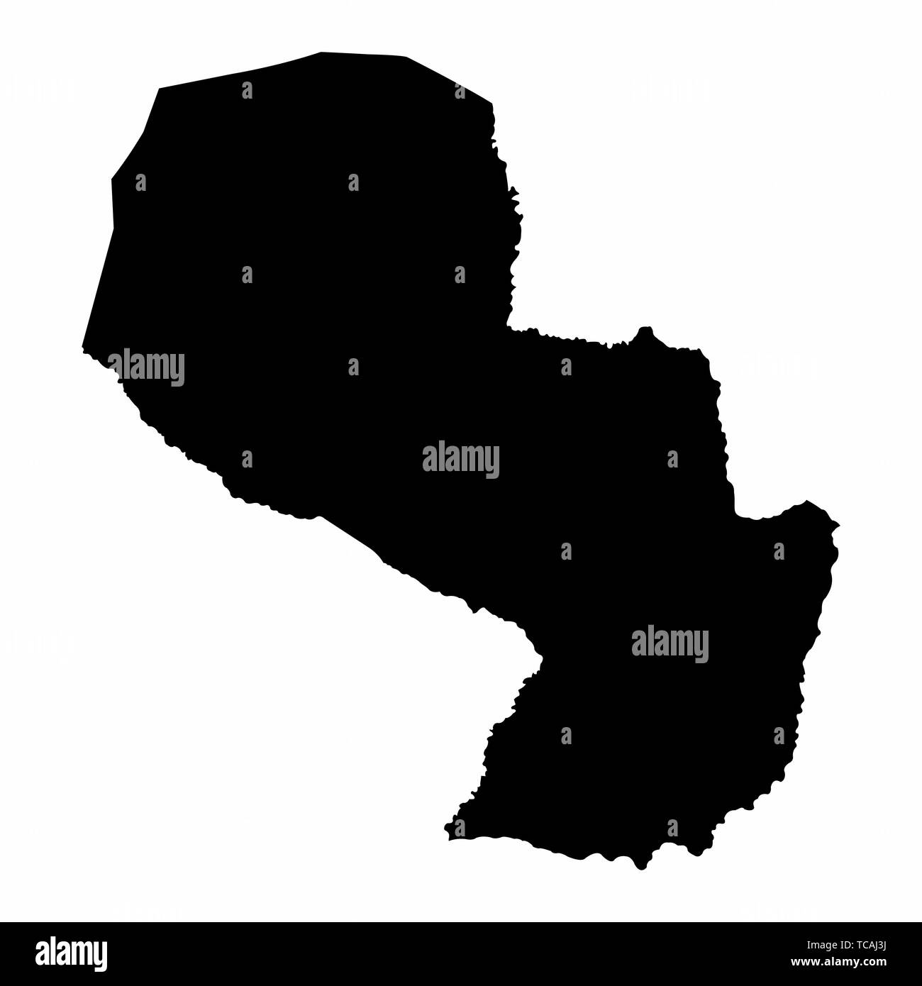 Mappa di Paraguay sagoma scura isolati su sfondo bianco Illustrazione Vettoriale
