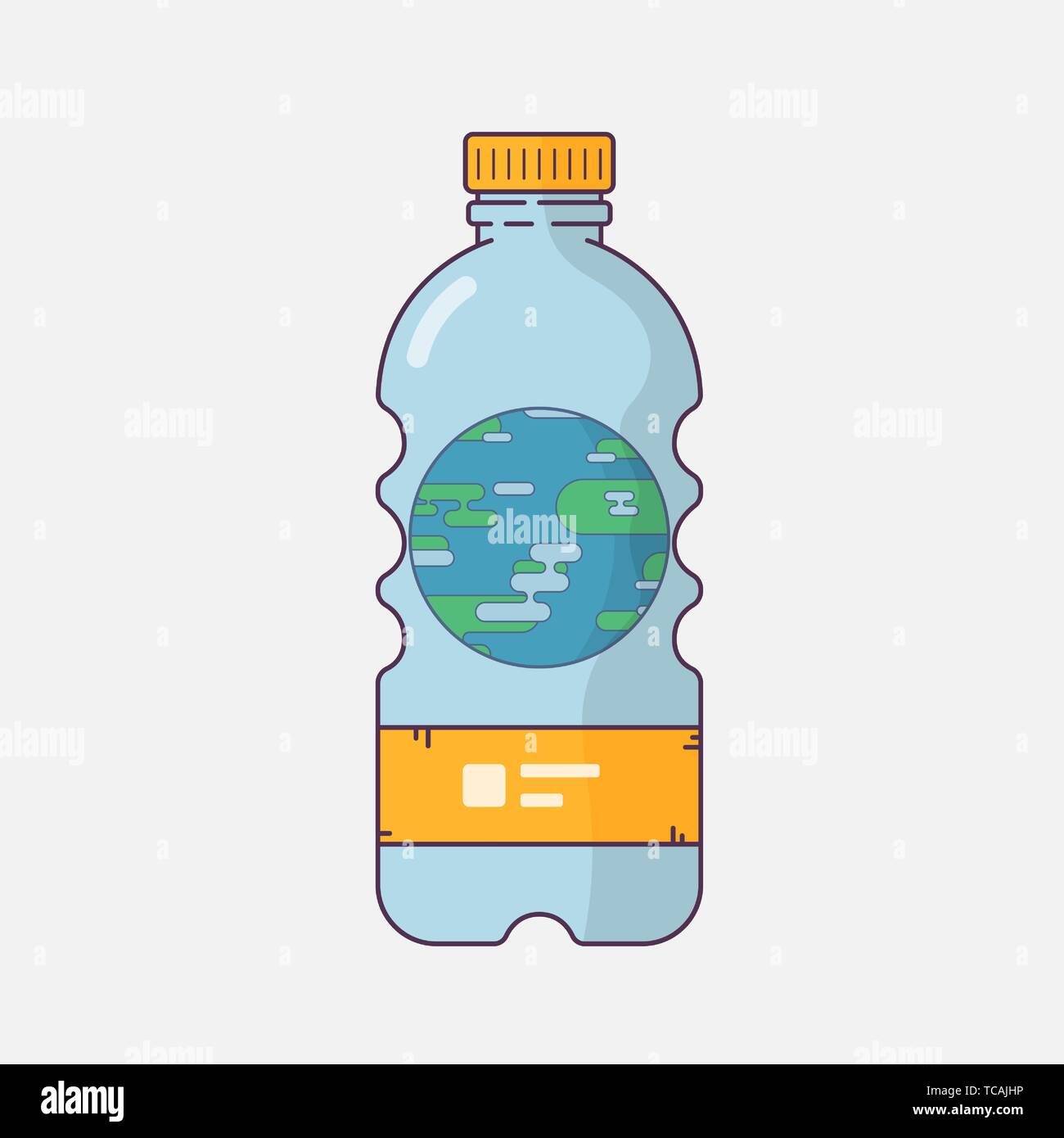 La Giornata mondiale dell ambiente, sbattere in plastica giorno dell'inquinamento. Isolato la bottiglia di plastica con acqua, vuoto utilizzato bottiglia illustrazione. Illustrazione Vettoriale