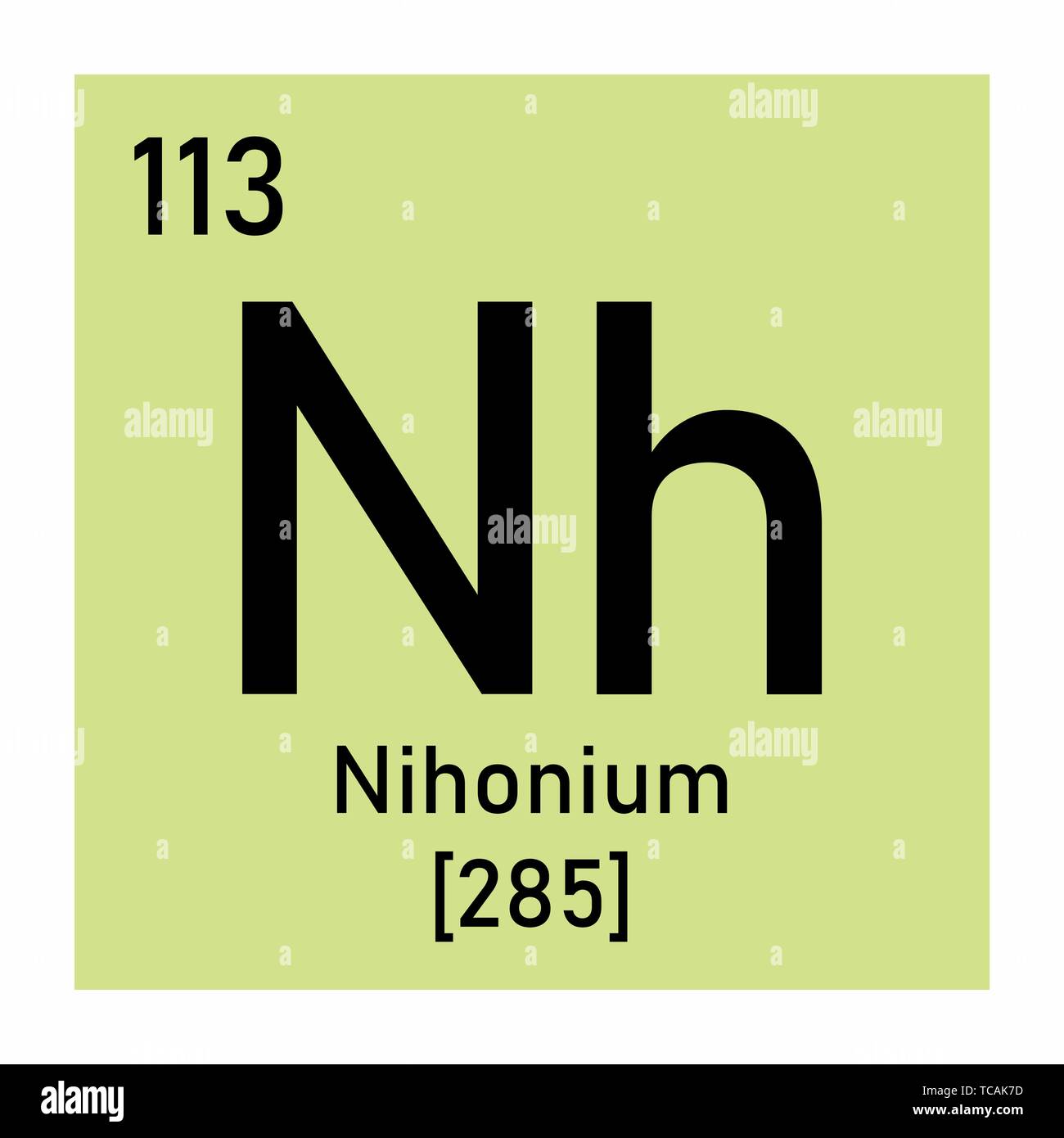 Illustrazione della tavola periodica Nihonium simbolo chimico Illustrazione Vettoriale