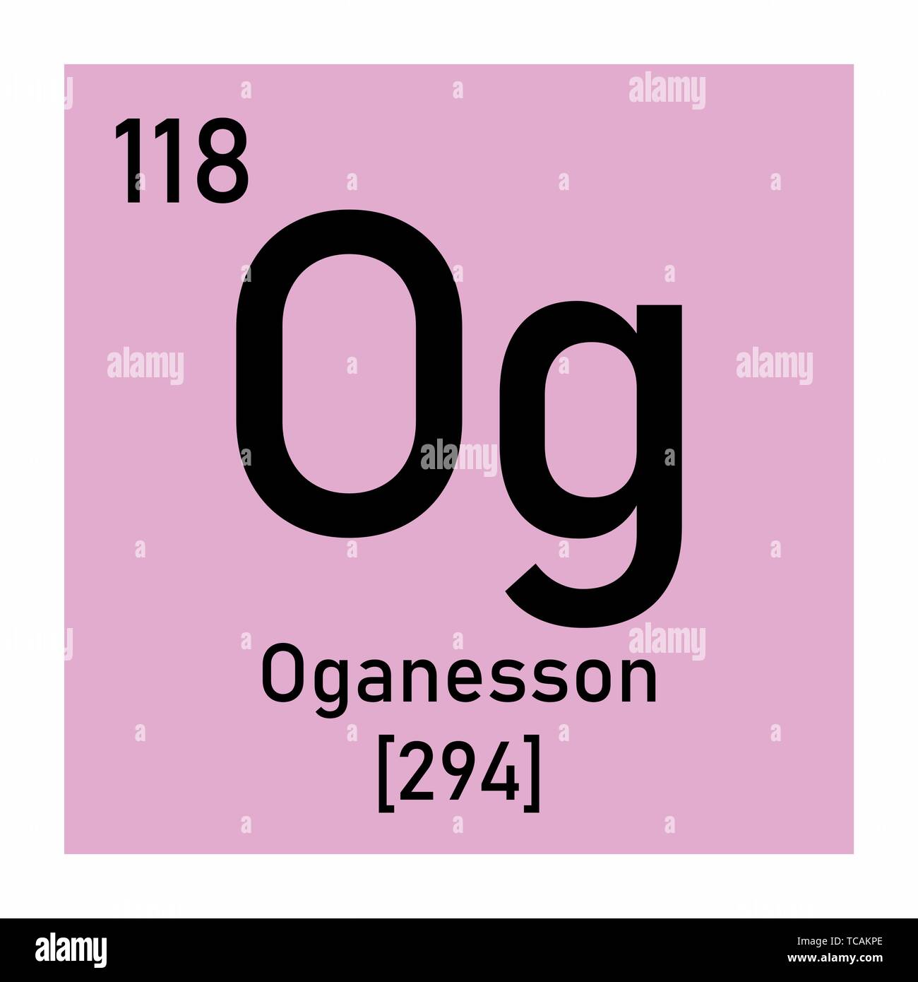 Illustrazione della tavola periodica Oganesson simbolo chimico Illustrazione Vettoriale