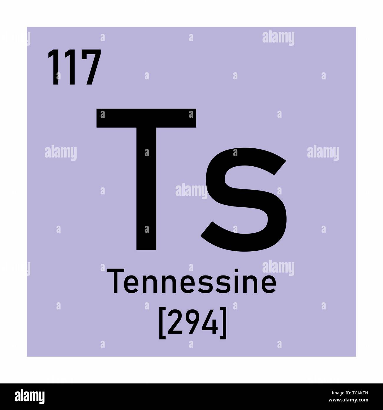 Illustrazione della tavola periodica Tennessine simbolo chimico Illustrazione Vettoriale