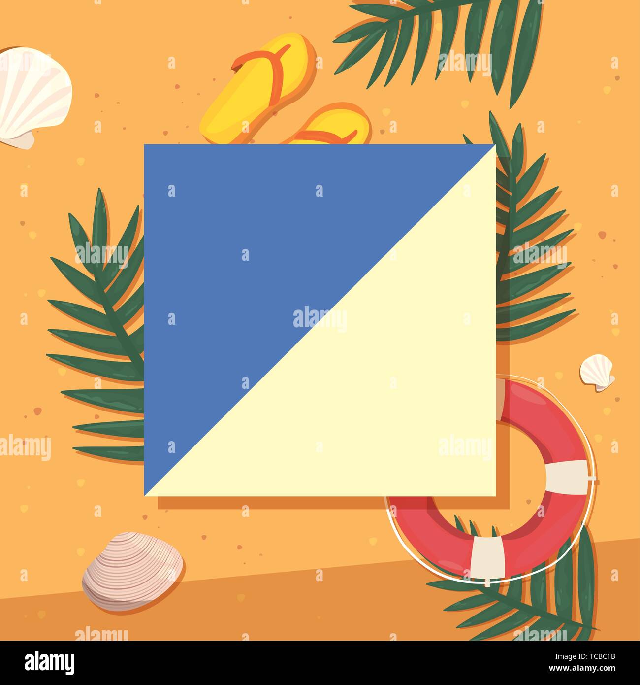 Estate vacanze ciambella badge flip flop lascia illustrazione vettoriale Illustrazione Vettoriale