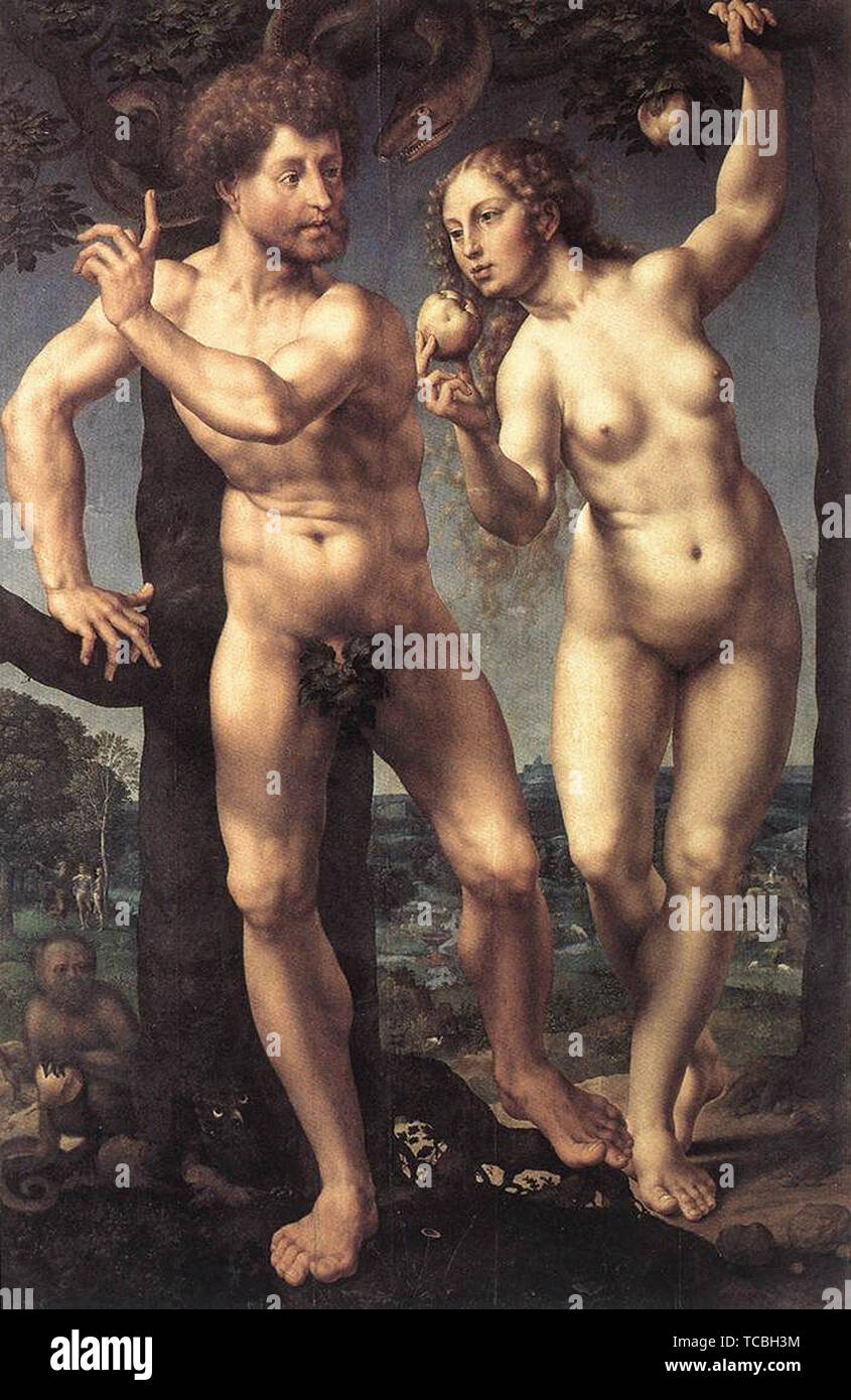 Jan Gossaert (Mabuse) - Adam Eve Paradise C 1527 Foto Stock