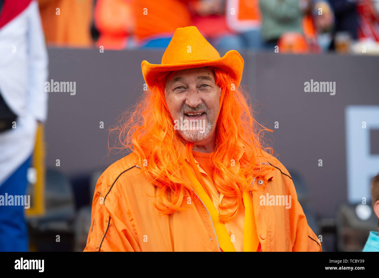 GUIMARES, Portogallo 6 GIUGNO tifosi olandesi prima che la UEFA Nazioni League match tra Paesi Bassi e Inghilterra a Estádio D. Afonso Henriques di Guimaraes, Portogallo giovedì 6 giugno 2019. (Credit: Pat Scaasi | MI News ) Credito: MI News & Sport /Alamy Live News Foto Stock