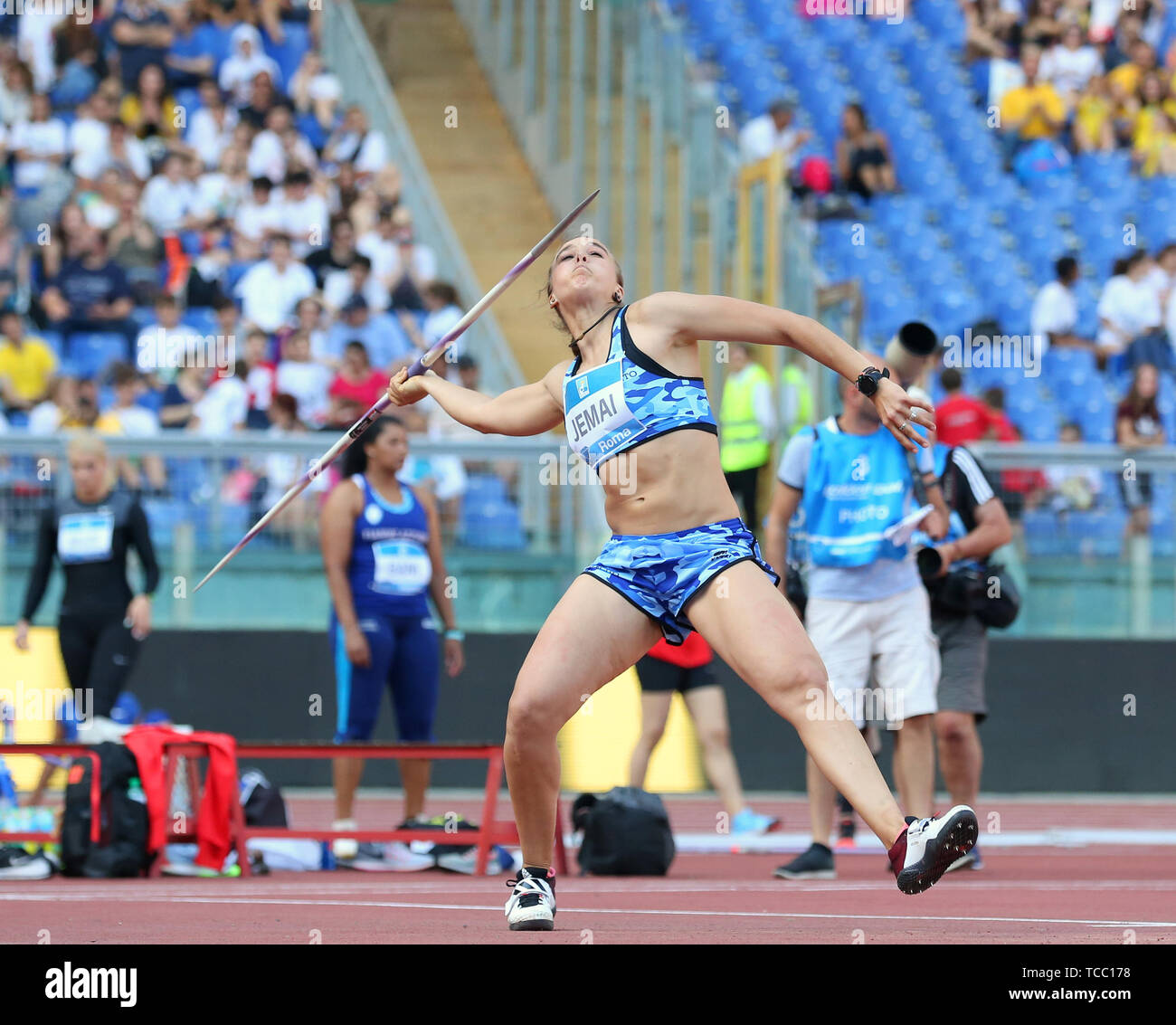 Roma, Italia - Jun 06: Sara Jemai dell Italia compete nel Giavellotto durante la IAAF Diamond League 2019 Golden Gala Pietro Mennea a Roma (credito: Mickael Chavet/Zuma/Alamy Live News) Foto Stock