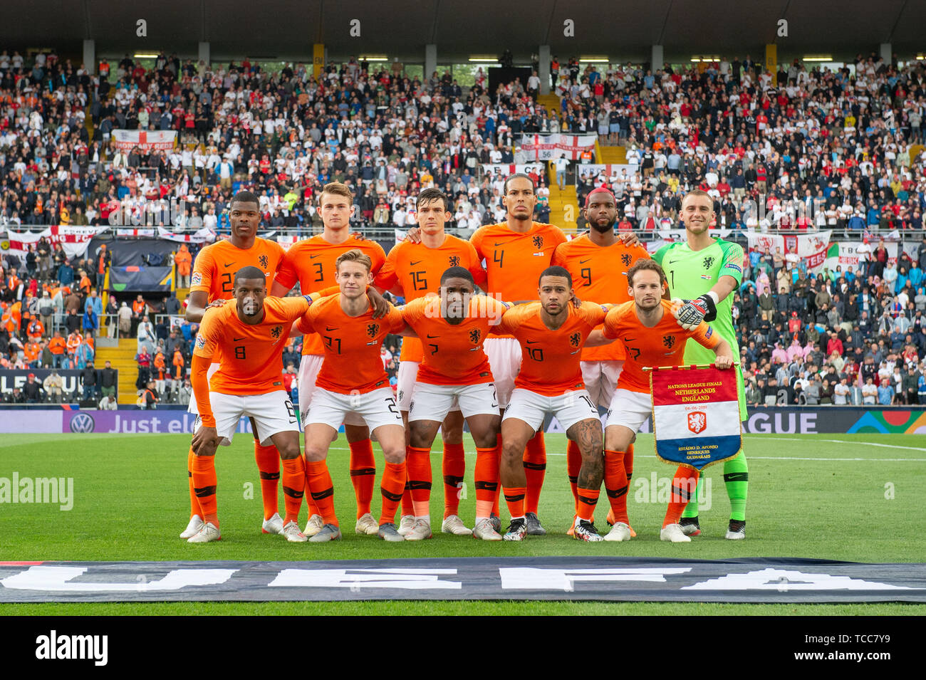 GUIMARES, Portogallo 6 Giugno l'olandese del team prima della UEFA Nazioni League match tra Paesi Bassi e Inghilterra a Estádio D. Afonso Henriques di Guimaraes, Portogallo giovedì 6 giugno 2019. (Credit: Pat Scaasi | MI News ) Credito: MI News & Sport /Alamy Live News Foto Stock