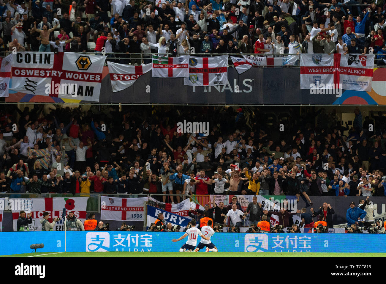 GUIMARES, Portogallo 6 GIUGNO Jesse Lingard d'Inghilterra ha un obiettivo non consentito dal VAR durante UEFA Nazioni League match tra Paesi Bassi e Inghilterra a Estádio D. Afonso Henriques di Guimaraes, Portogallo giovedì 6 giugno 2019. (Credit: Pat Scaasi | MI News ) Credito: MI News & Sport /Alamy Live News Foto Stock