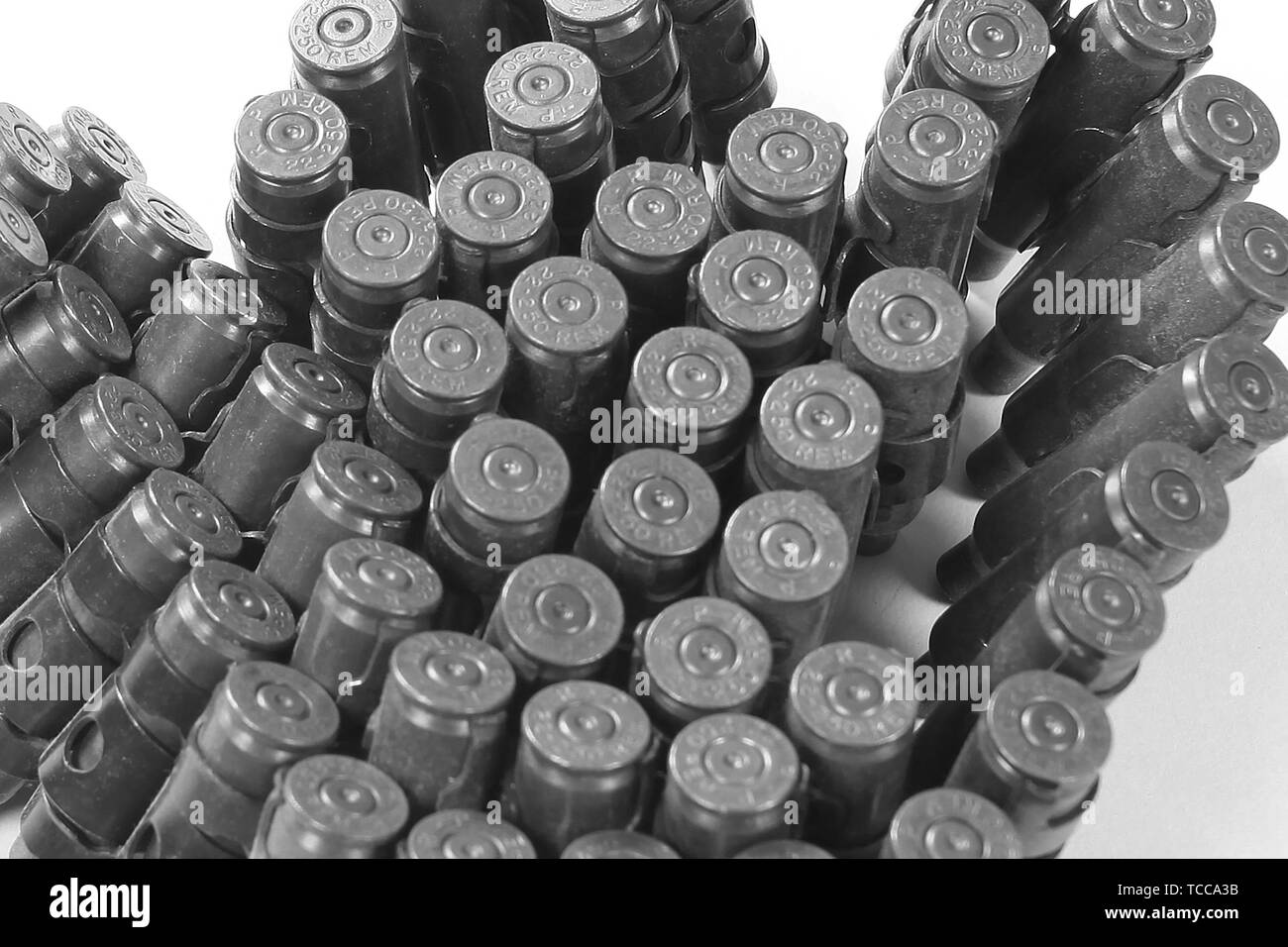 Machine-gun pallottole, cinghia di munizioni Foto Stock