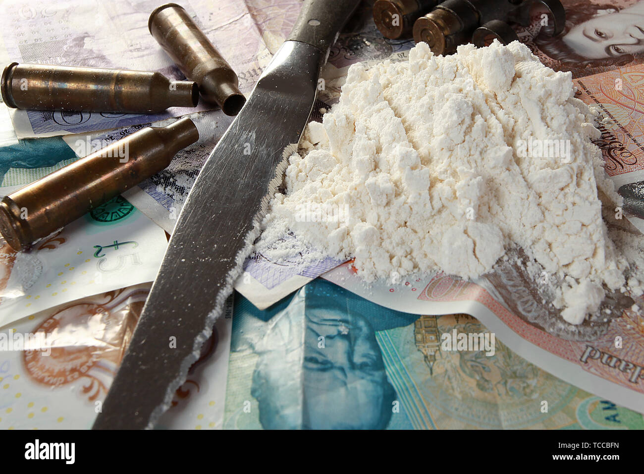 La criminalità organizzata, il traffico di droga e la criminalità violenta Foto Stock