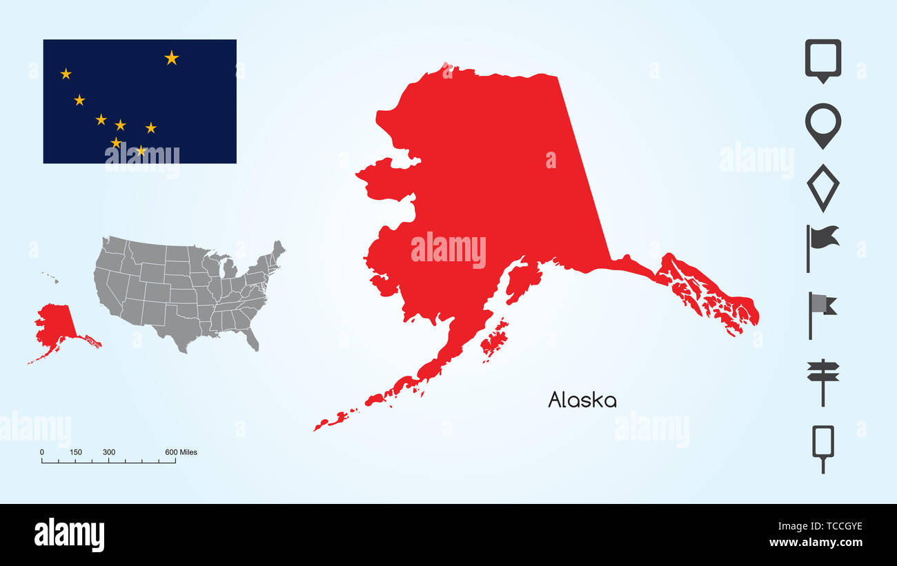 Perno della mappa dell'alaska immagini e fotografie stock ad alta