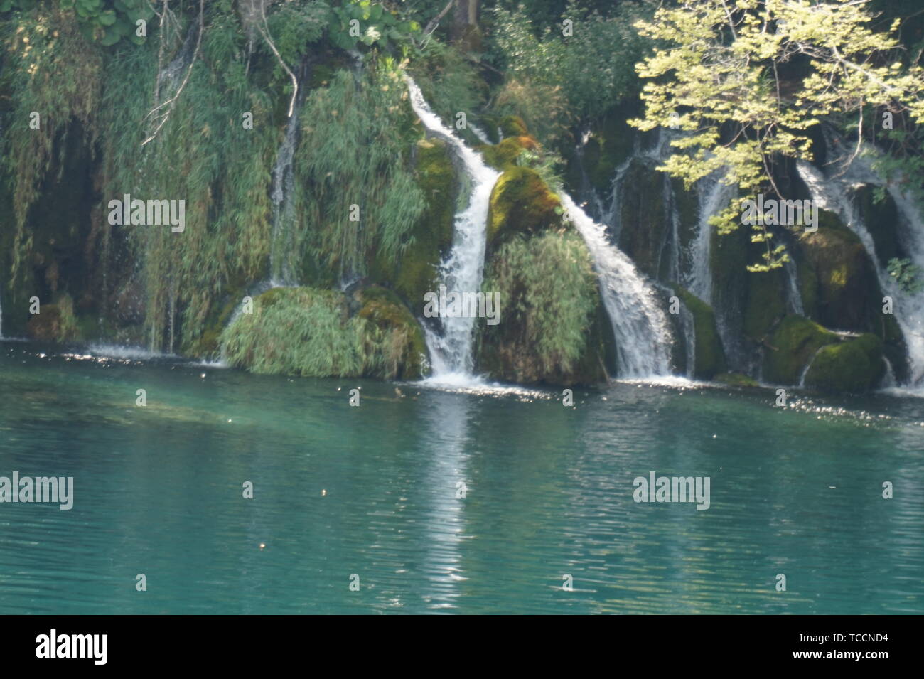 Il Parco Nazionale dei Laghi di Plitvice in Croazia la bellissima cascata splitted Foto Stock