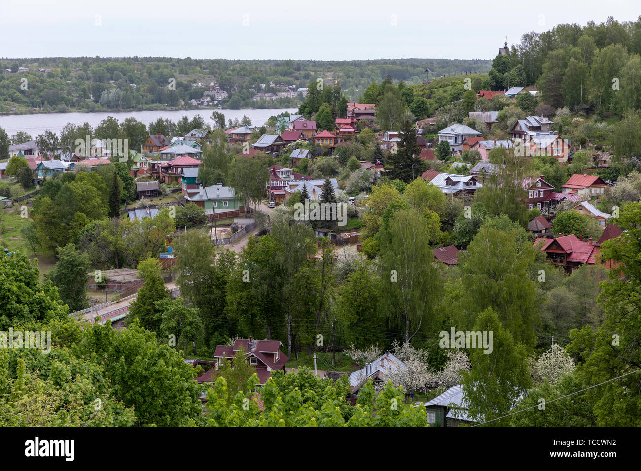 Vista dell'anello d'oro città di Plyos sul fiume Volga, Russia Foto Stock