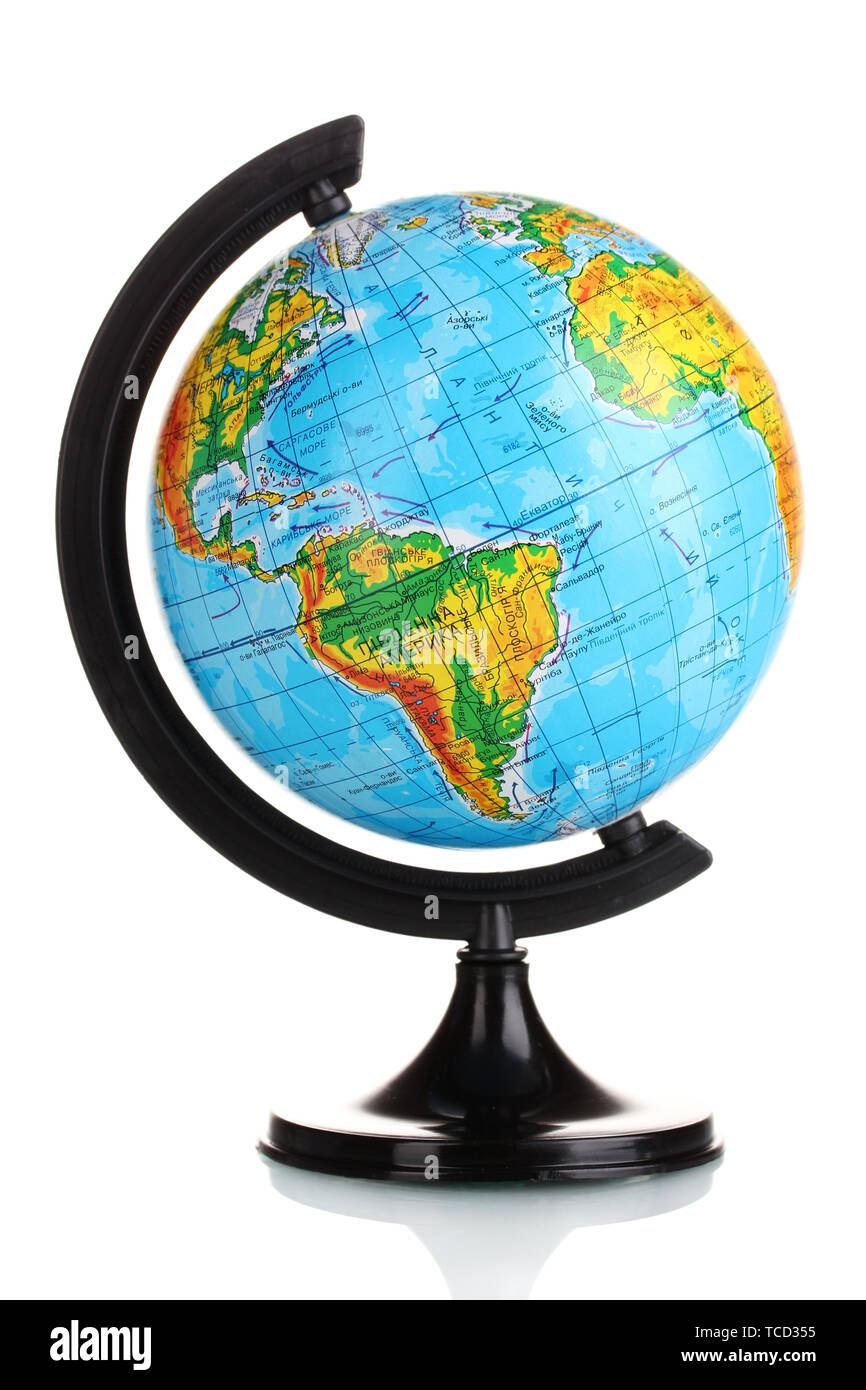 Globo in lingua ucraina isolato su bianco Foto Stock