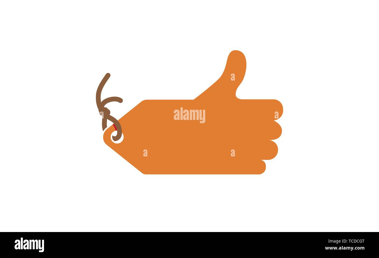 Pollice su Prezzo etichetta venduto Vector Logo Design simbolo icona Illustrazione Vettoriale