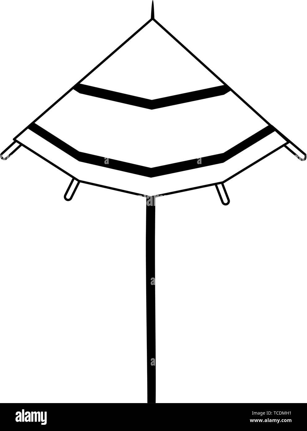 Cocktail icona ombrello cartoon isolato in bianco e nero Illustrazione Vettoriale
