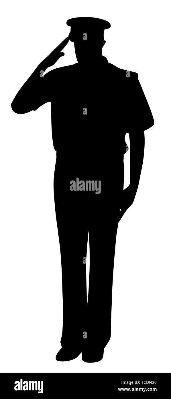 Soldier officer capitano marinaio di poliziotto o vigile del fuoco salutando Illustrazione Vettoriale