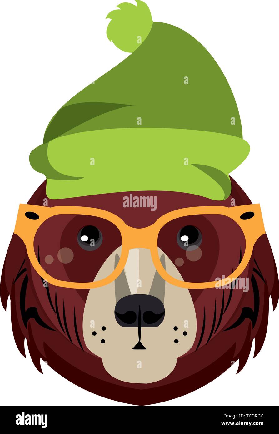 Cool animale con accessori di moda testa Illustrazione Vettoriale