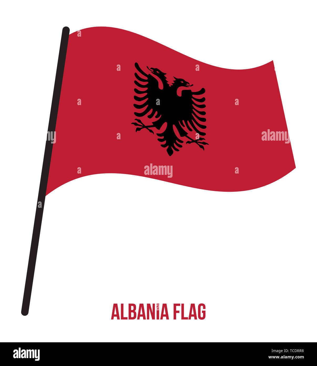 L'Albania bandiera sventola illustrazione vettoriale su sfondo bianco. L'Albania  bandiera nazionale Foto stock - Alamy