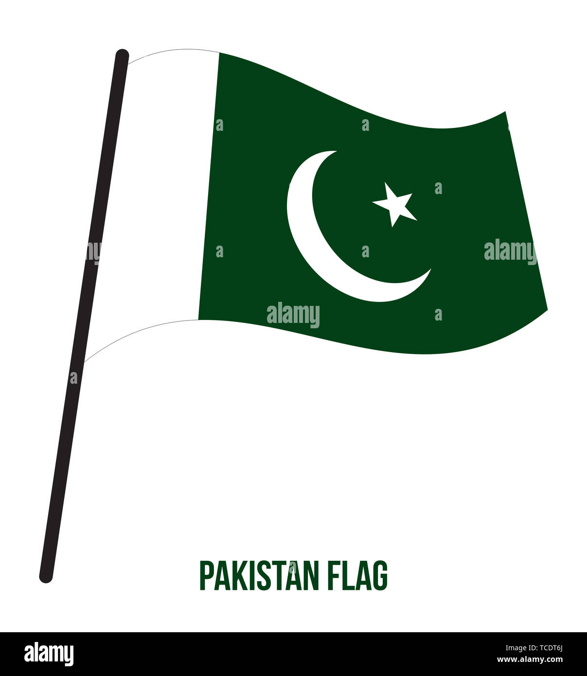 Il Pakistan bandiera sventola illustrazione vettoriale su sfondo bianco. Il Pakistan bandiera nazionale. Foto Stock