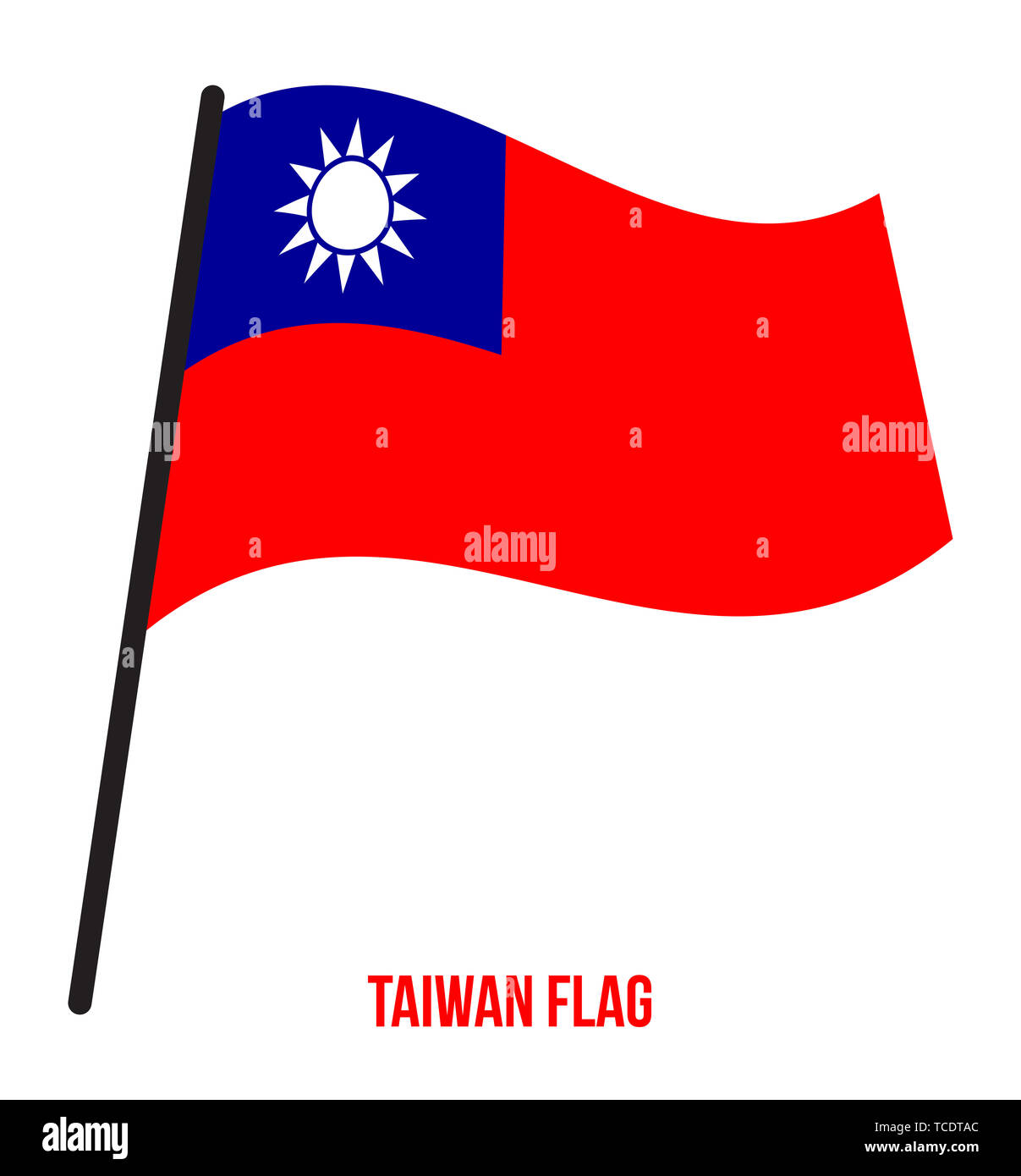 Taiwan bandiera sventola illustrazione vettoriale su sfondo bianco. Taiwan bandiera nazionale. Foto Stock
