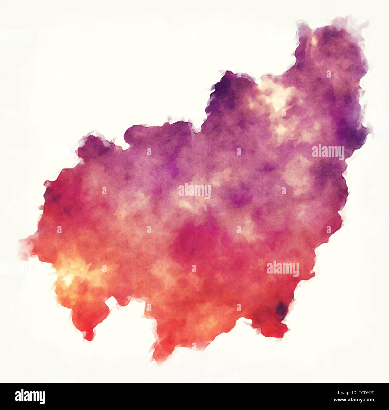 Ovest della provincia del Camerun Mappa acquerello illustrazione Foto Stock