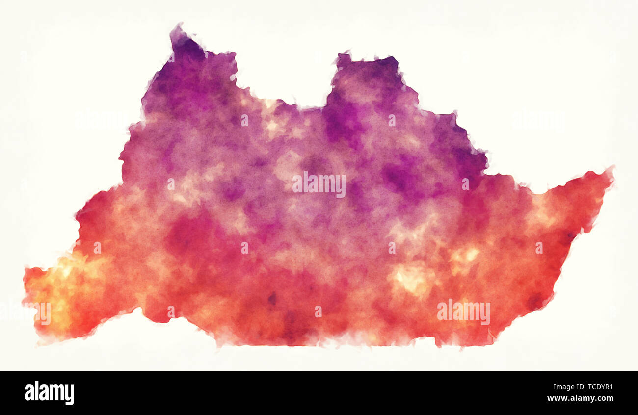 Adamaoua provincia Mappa acquerello del Camerun Foto Stock