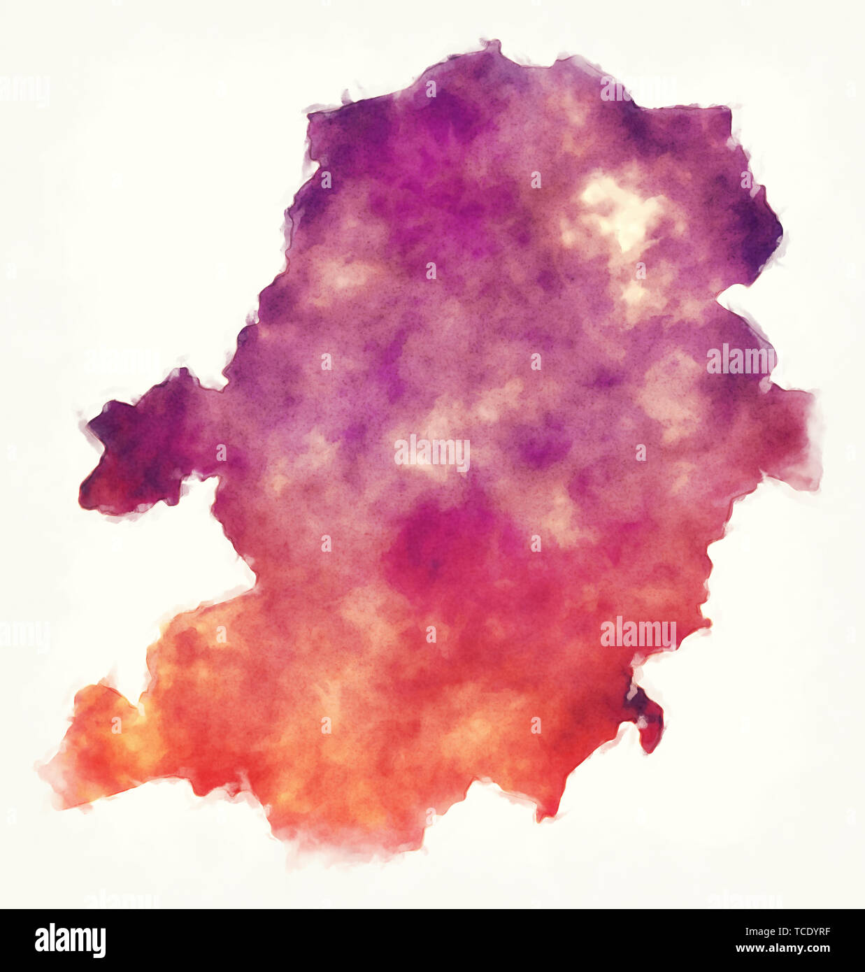 Centrale provincia del Camerun Mappa acquerello illustrazione Foto Stock