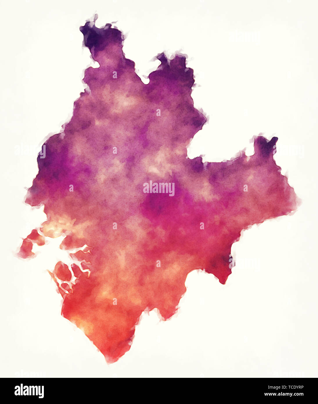 Obala in provincia Mappa acquerello del Camerun Foto Stock