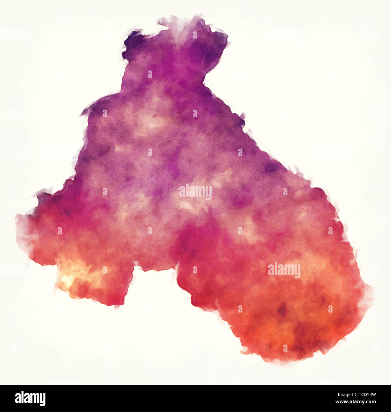 A nord della provincia del Camerun Mappa acquerello illustrazione Foto Stock