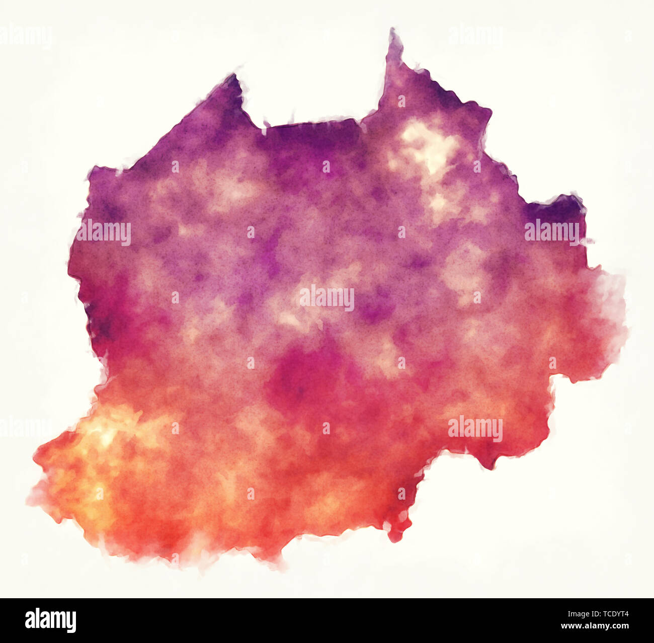 A nord-ovest della provincia del Camerun Mappa acquerello illustrazione Foto Stock