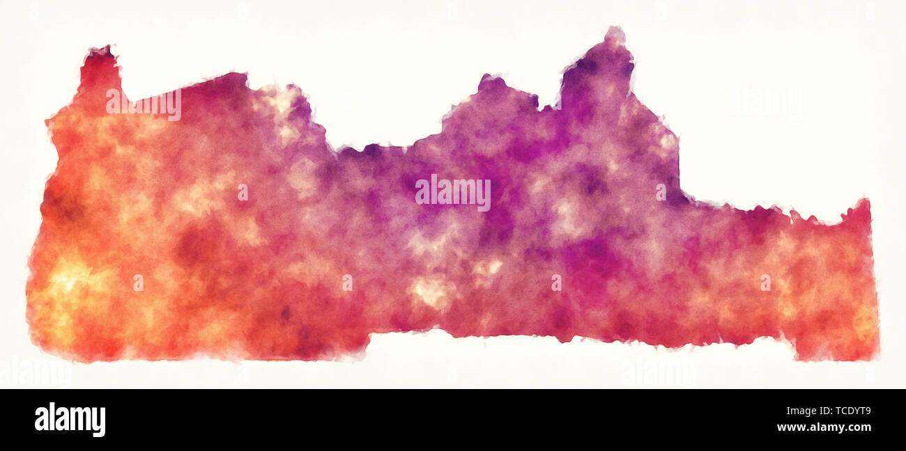 A sud della provincia del Camerun Mappa acquerello illustrazione Foto Stock