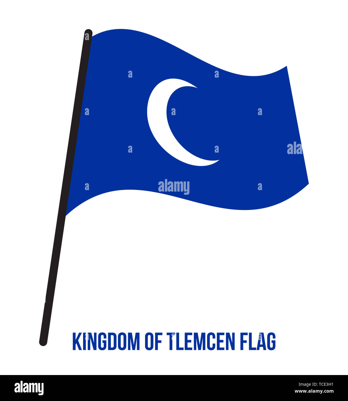 Regno di Tlemcen (1235-1554) bandiera sventola illustrazione vettoriale su sfondo bianco. Il Regno di Tlemcen o Zayyanid Regno di Tlemcen un riff Foto Stock