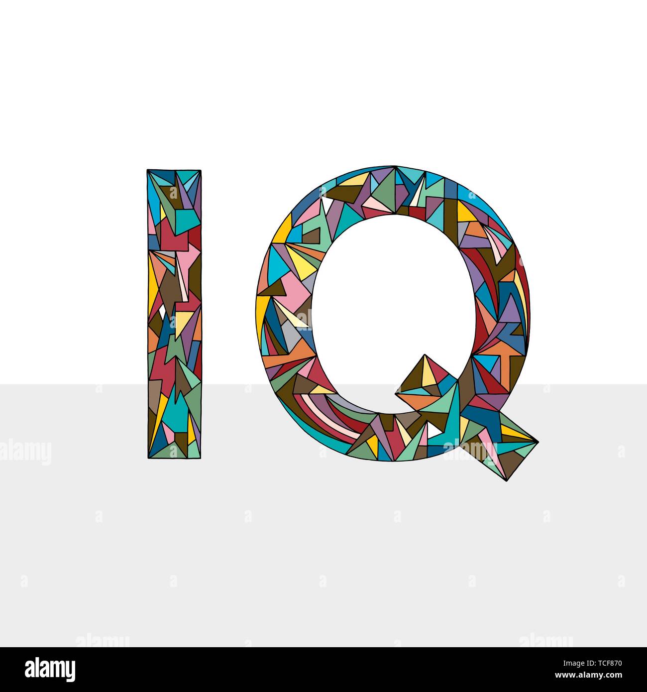 IQ disegnati a mano abbreviazione illustrazione vettoriale. Quoziente di intelligenza font dal design unico. Illustrazione Vettoriale