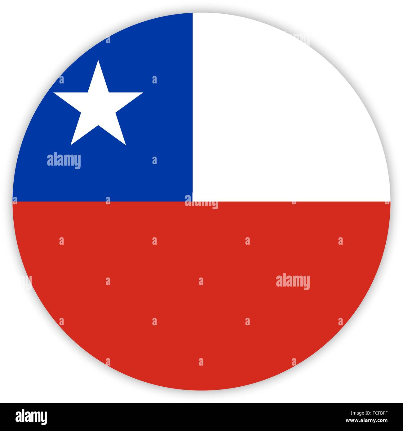Rotondo semplice Bandiera del Cile . Modello per la progettazione . Modello per la progettazione Illustrazione Vettoriale