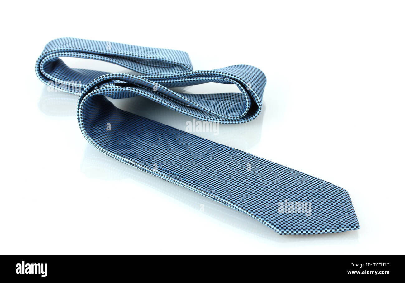 Cravatta blu isolato su bianco Foto Stock