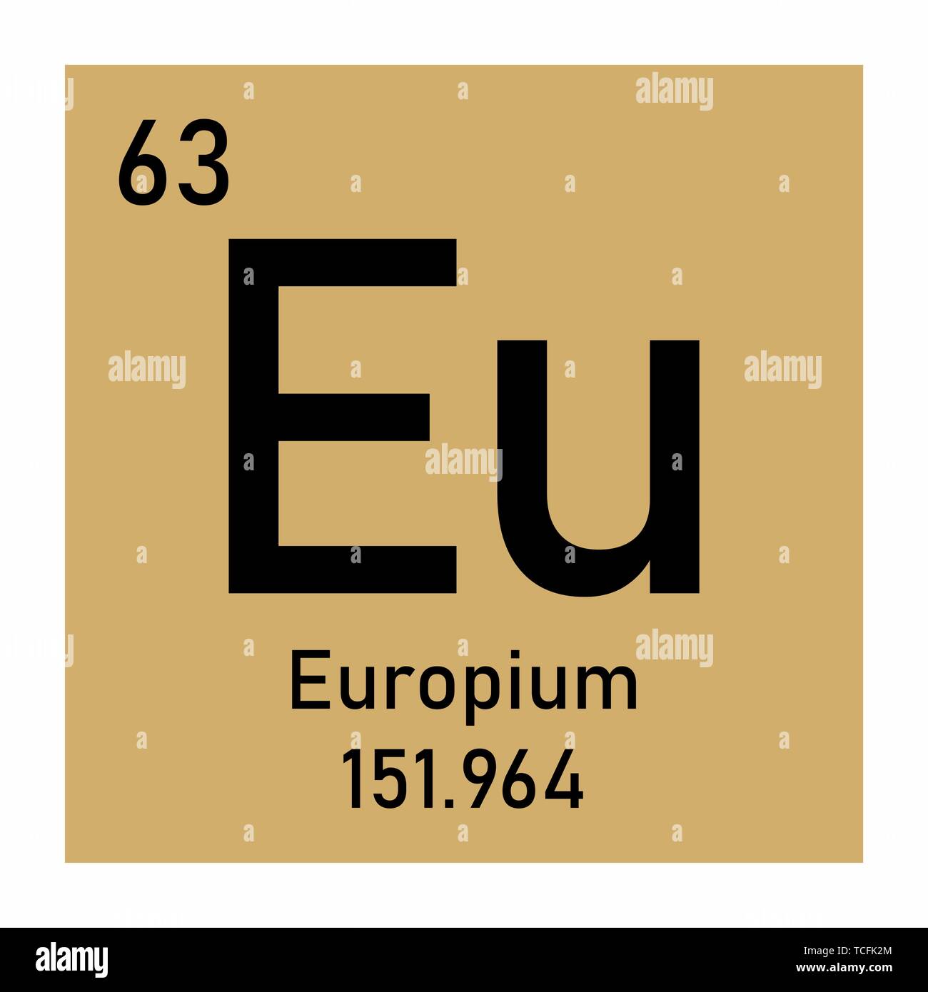Illustrazione della tavola periodica di europio simbolo chimico Illustrazione Vettoriale