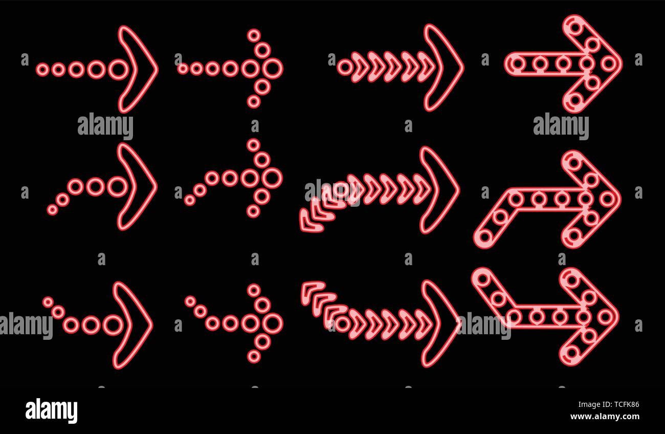Rosso neon stile frecce Illustrazione Vettoriale