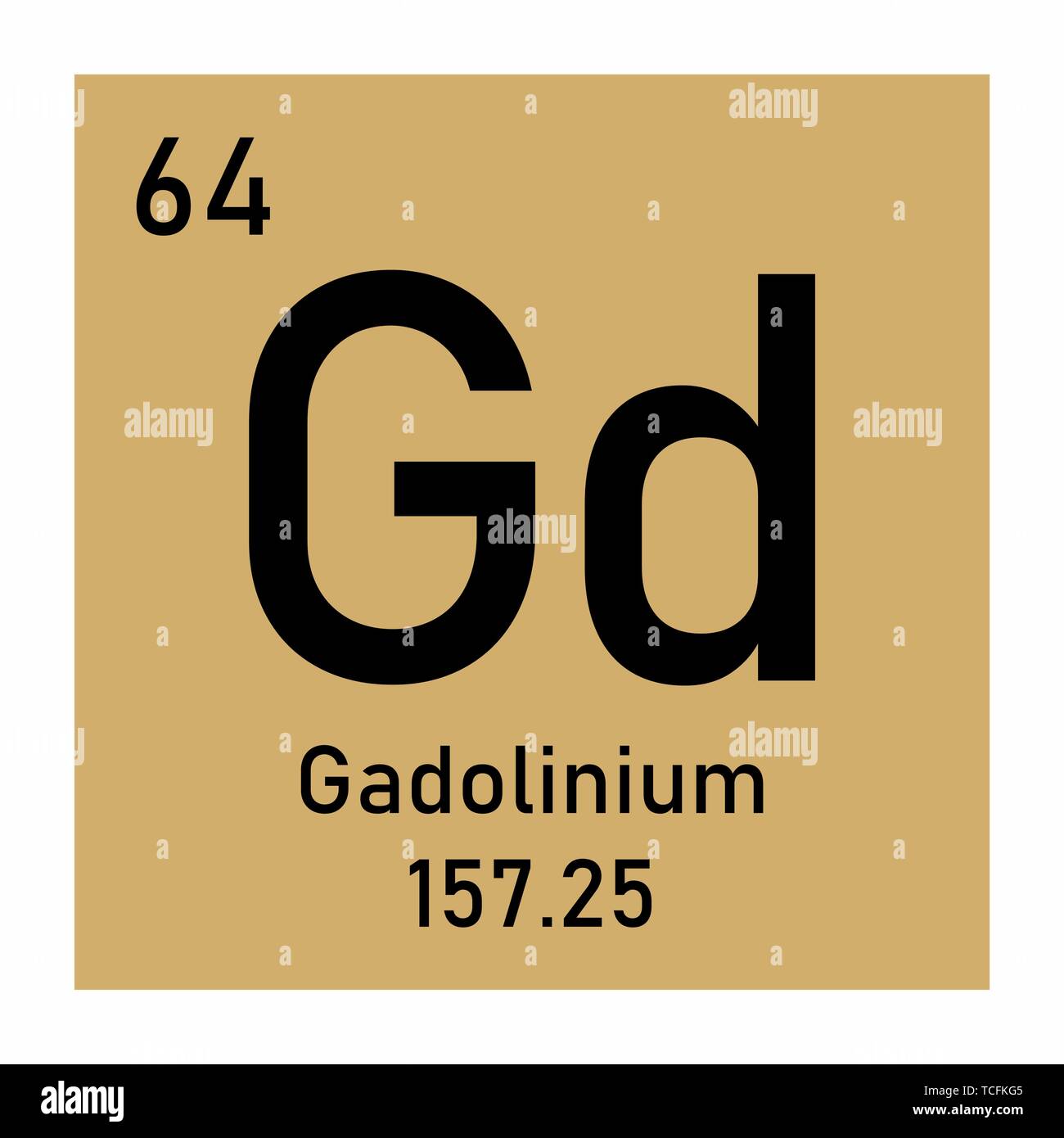Illustrazione della tavola periodica il gadolinio simbolo chimico Illustrazione Vettoriale