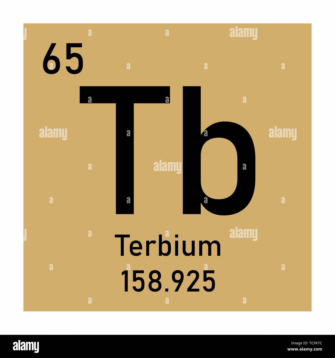 Illustrazione della tavola periodica terbio simbolo chimico Illustrazione Vettoriale