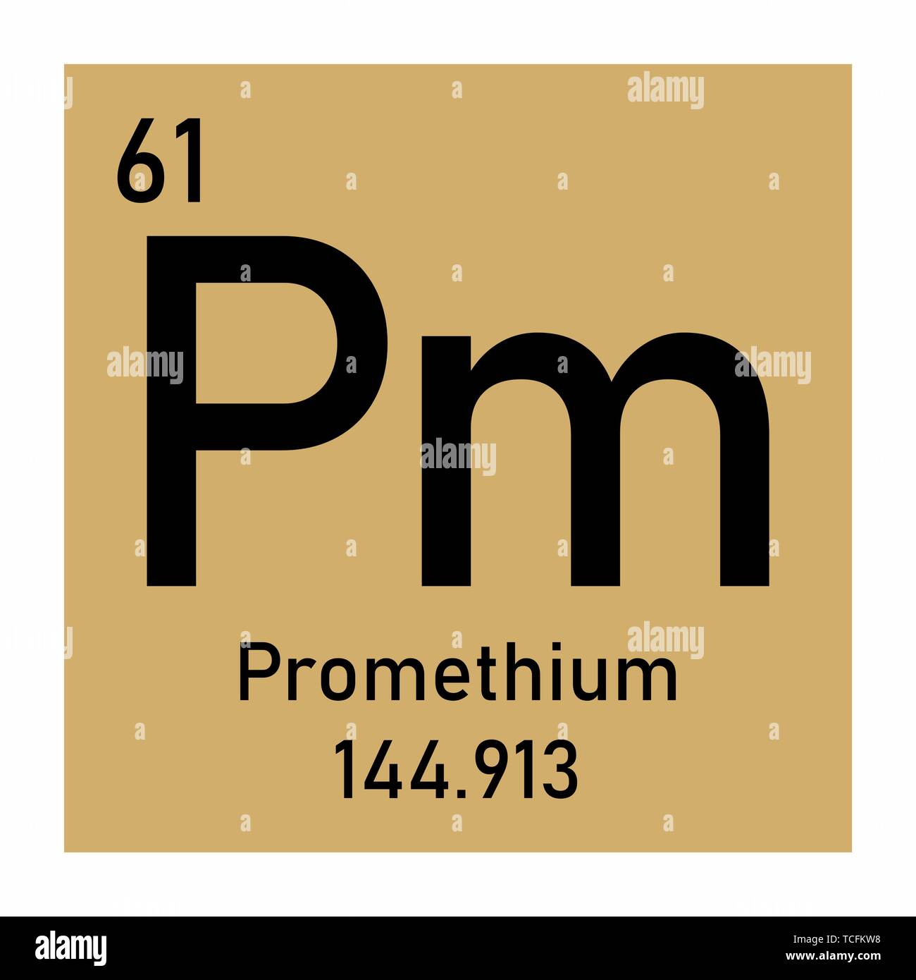 Illustrazione della tavola periodica promezio simbolo chimico Illustrazione Vettoriale