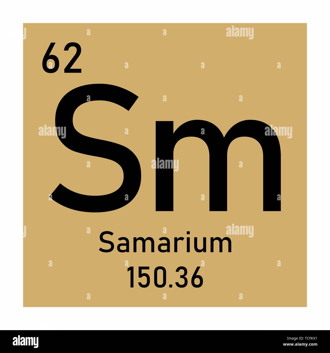 Illustrazione della tavola periodica samario simbolo chimico Illustrazione Vettoriale