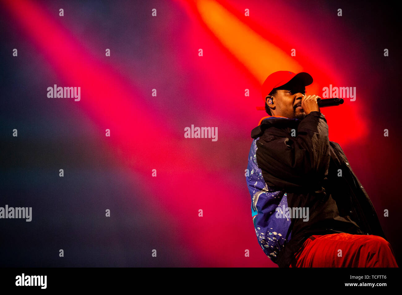Il rapper americano, Danny Brown suona dal vivo allo stadio durante la NOS Primavera Sound Festival in porto. Foto Stock