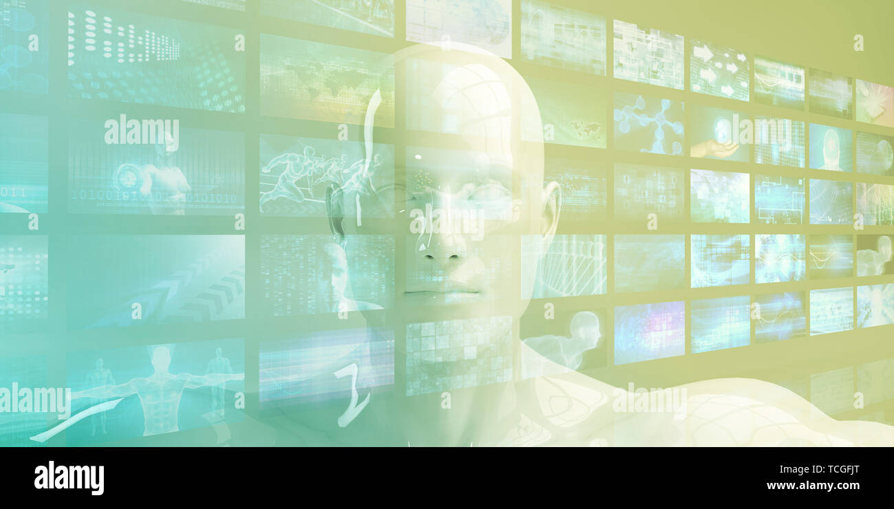 I contenuti multimediali di streaming e di intrattenimento digitale concetto Video Foto Stock