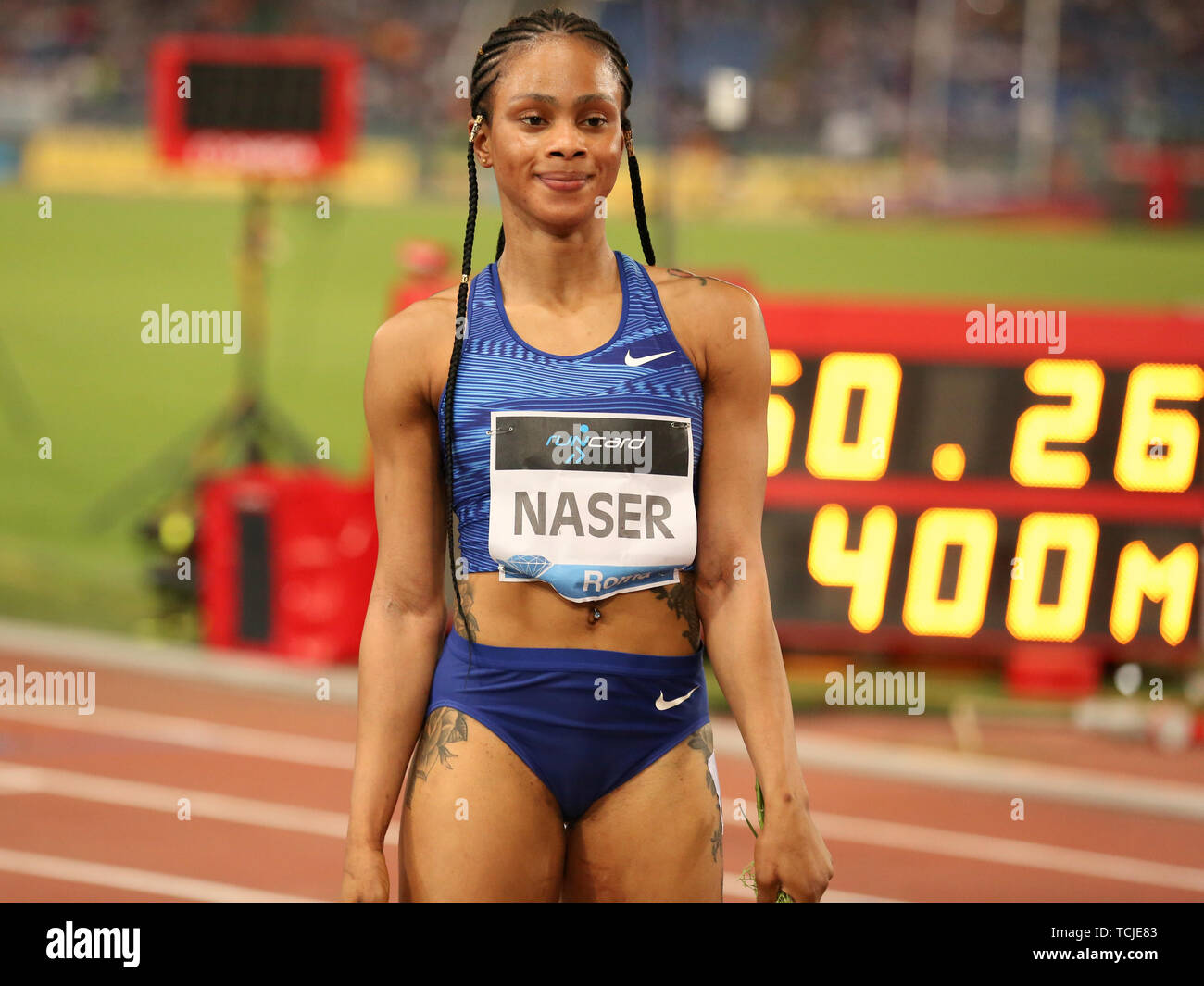 Roma, Italia - Jun 06: Salwa Eid Naser del Bahrain compete in Donne 400m evento durante la IAAF Diamond League 2019 Golden Gala Pietro Mennea nella ROM Foto Stock