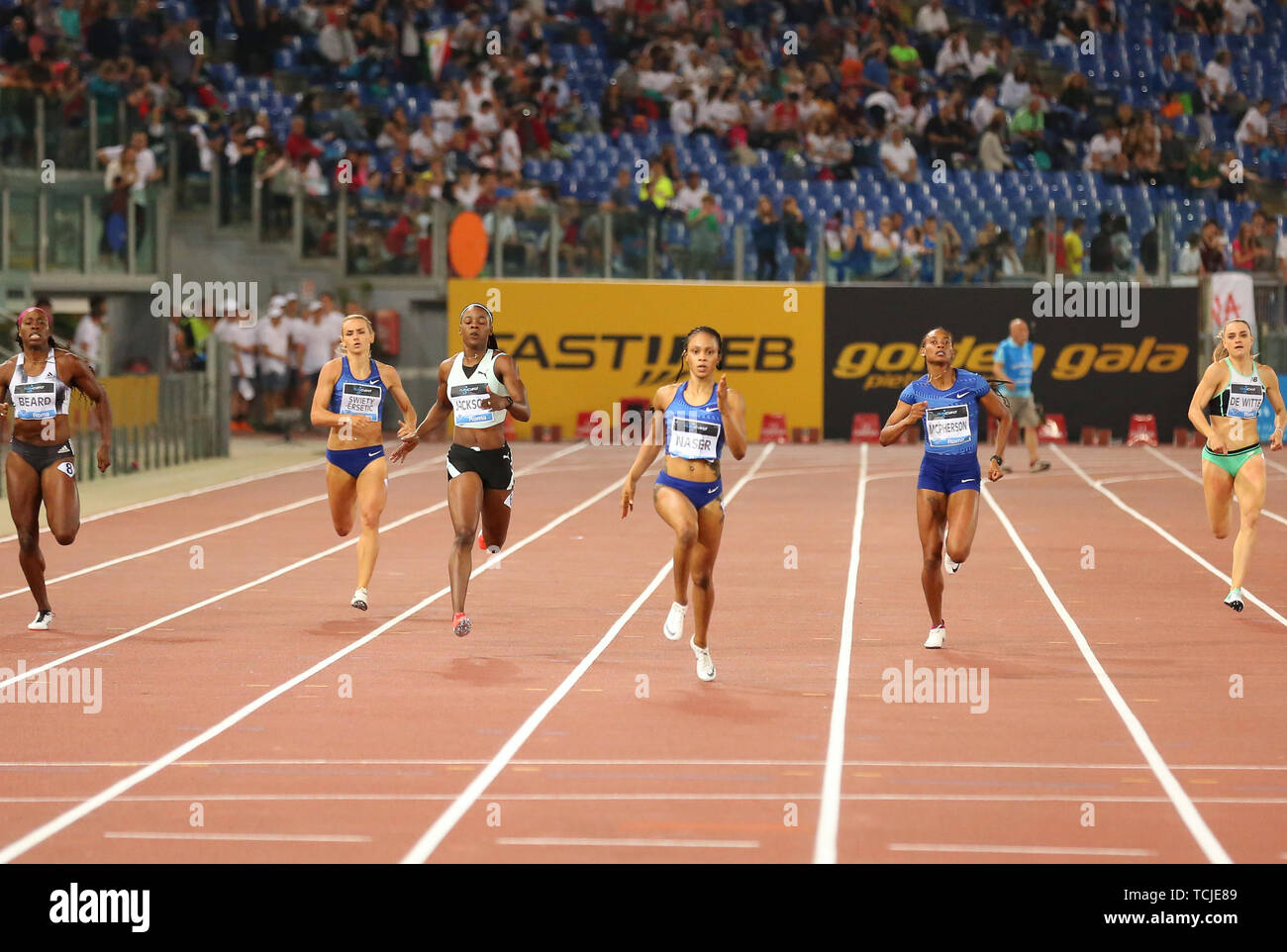 Roma, Italia - Jun 06: Salwa Eid Naser del Bahrain compete in Donne 400m evento durante la IAAF Diamond League 2019 Golden Gala Pietro Mennea nella ROM Foto Stock