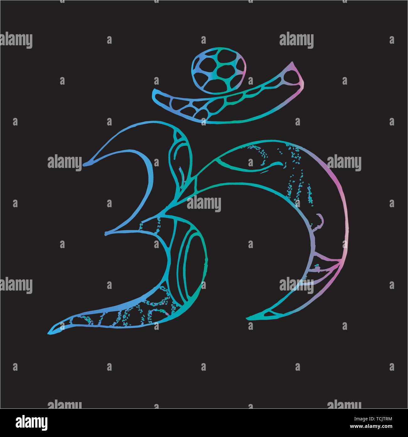 Illustrazione di gradiente di Ohm e il Buddha in esso. Idea Tattoo Illustrazione Vettoriale