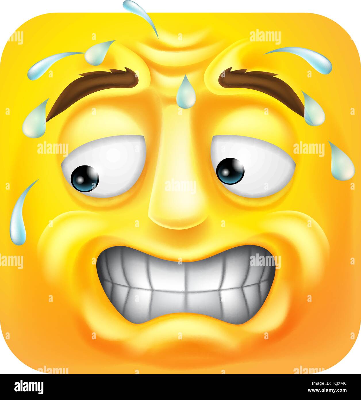 Sudorazione preoccupato gli Emoji Emoticon Icona Cartoon Illustrazione Vettoriale