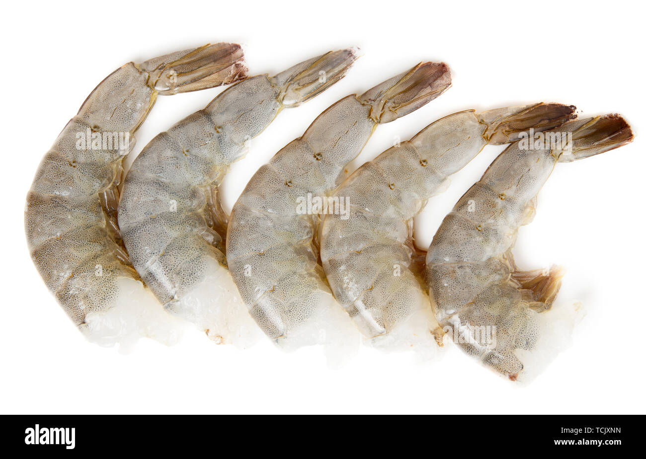 Gamberi grezzo isolato su sfondo bianco Foto Stock