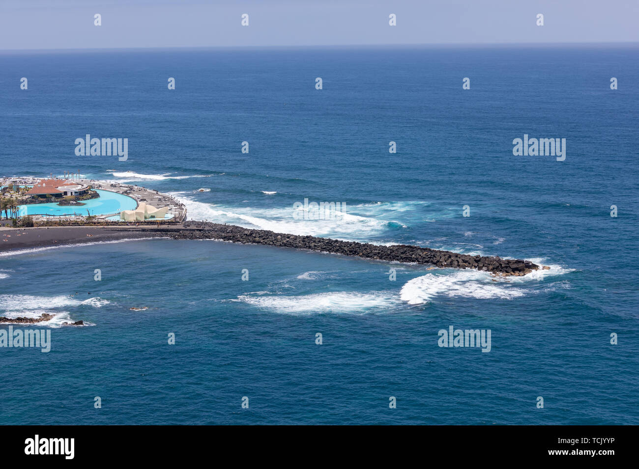 Spiagge e alberghi di Puerto de la Cruz Tenerife Foto Stock