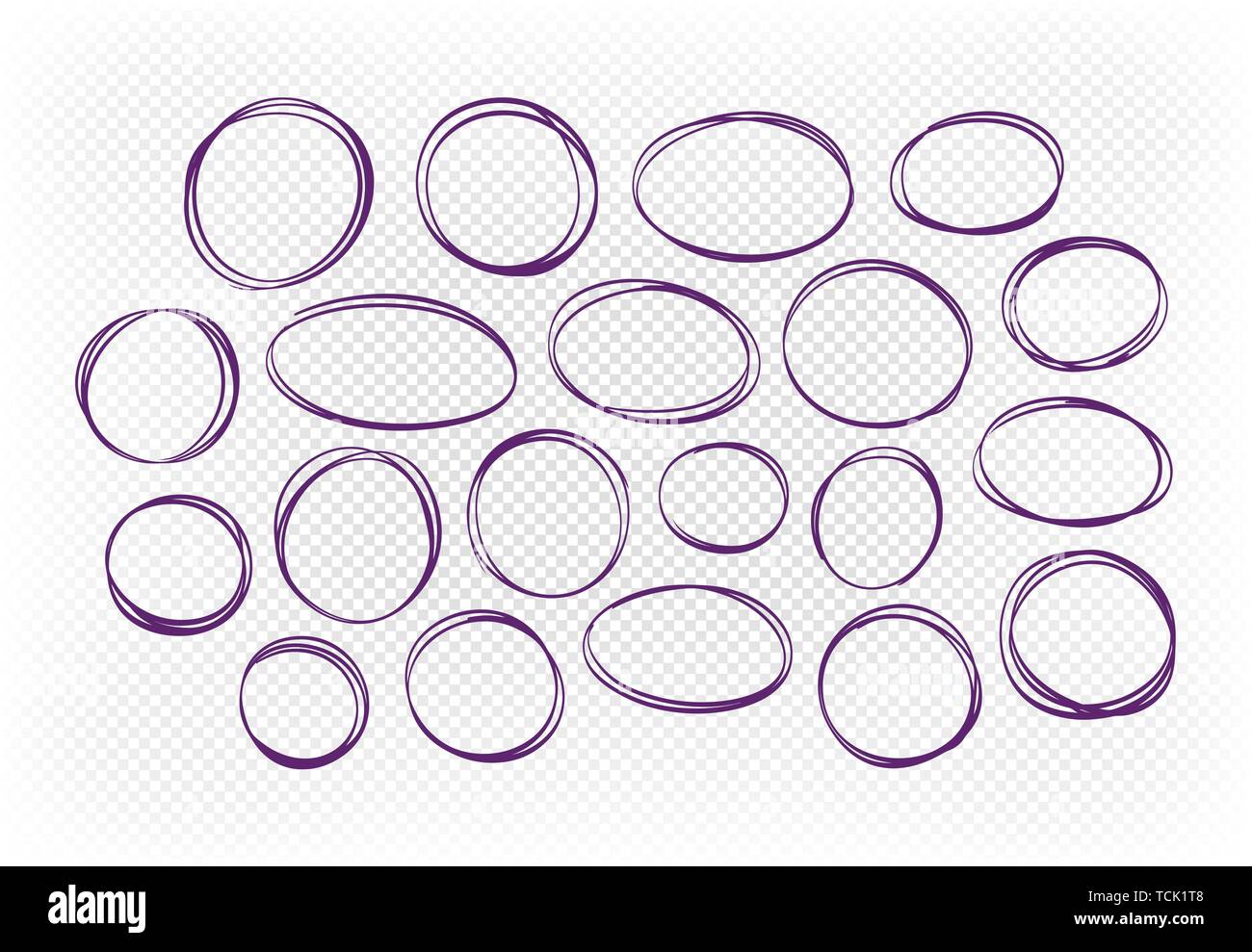 Lato cerchio disegnato, set di elementi. Schizzo illustrazione vettoriale Illustrazione Vettoriale
